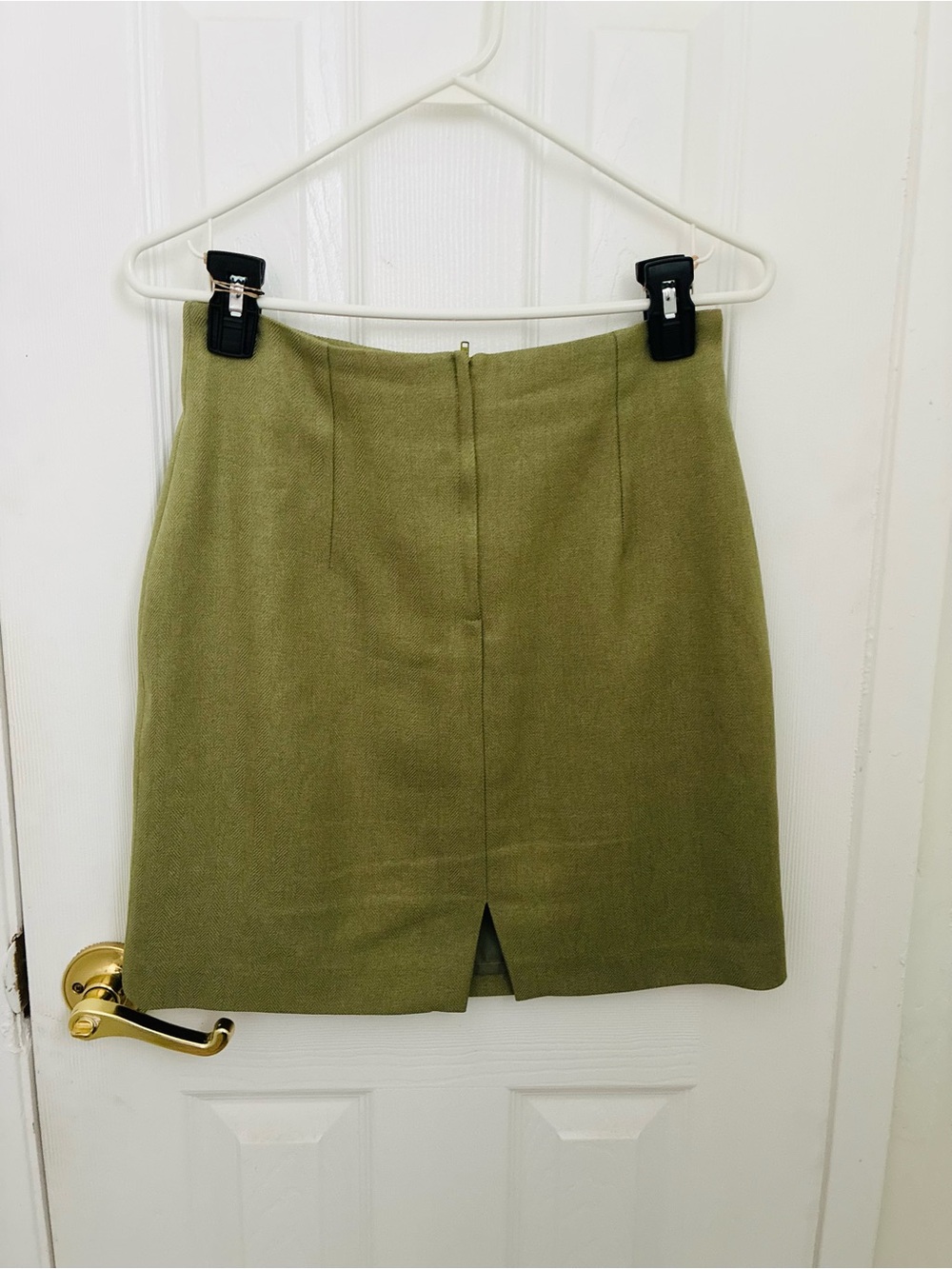 Classic Olive Straight Mini Skirt